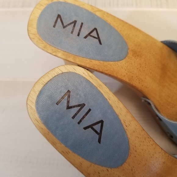 {7} MIA Y2K Retro Wooden Leather Slide On Sandals - Picture 4 of 8